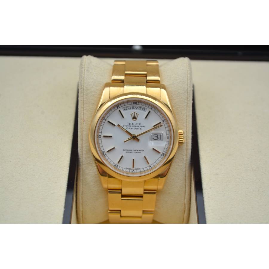 ROLEX DAY-DATE 36 YELLOW GOLD BAGUETTE BLACK DIAL PRESIDENT AUTOMATIC REF: 18238
