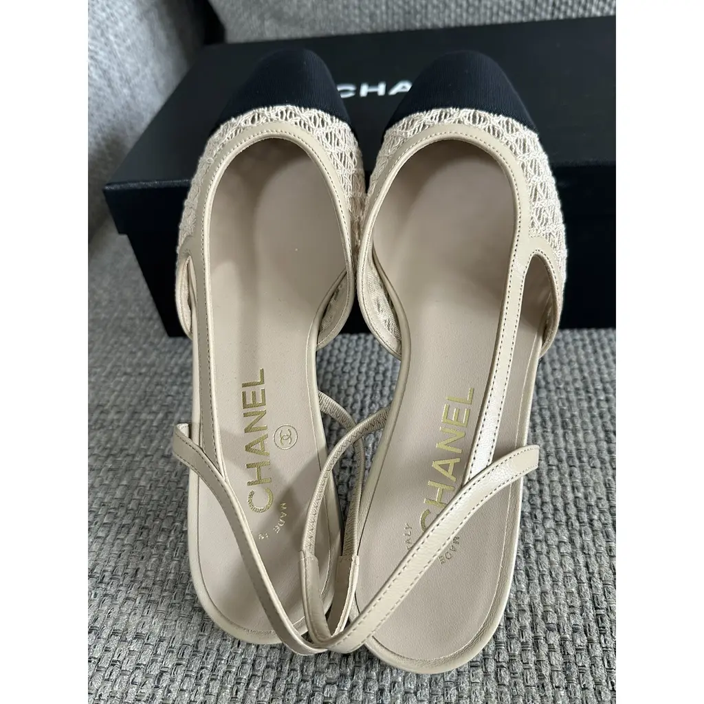 Slingback cloth ballet flats Chanel